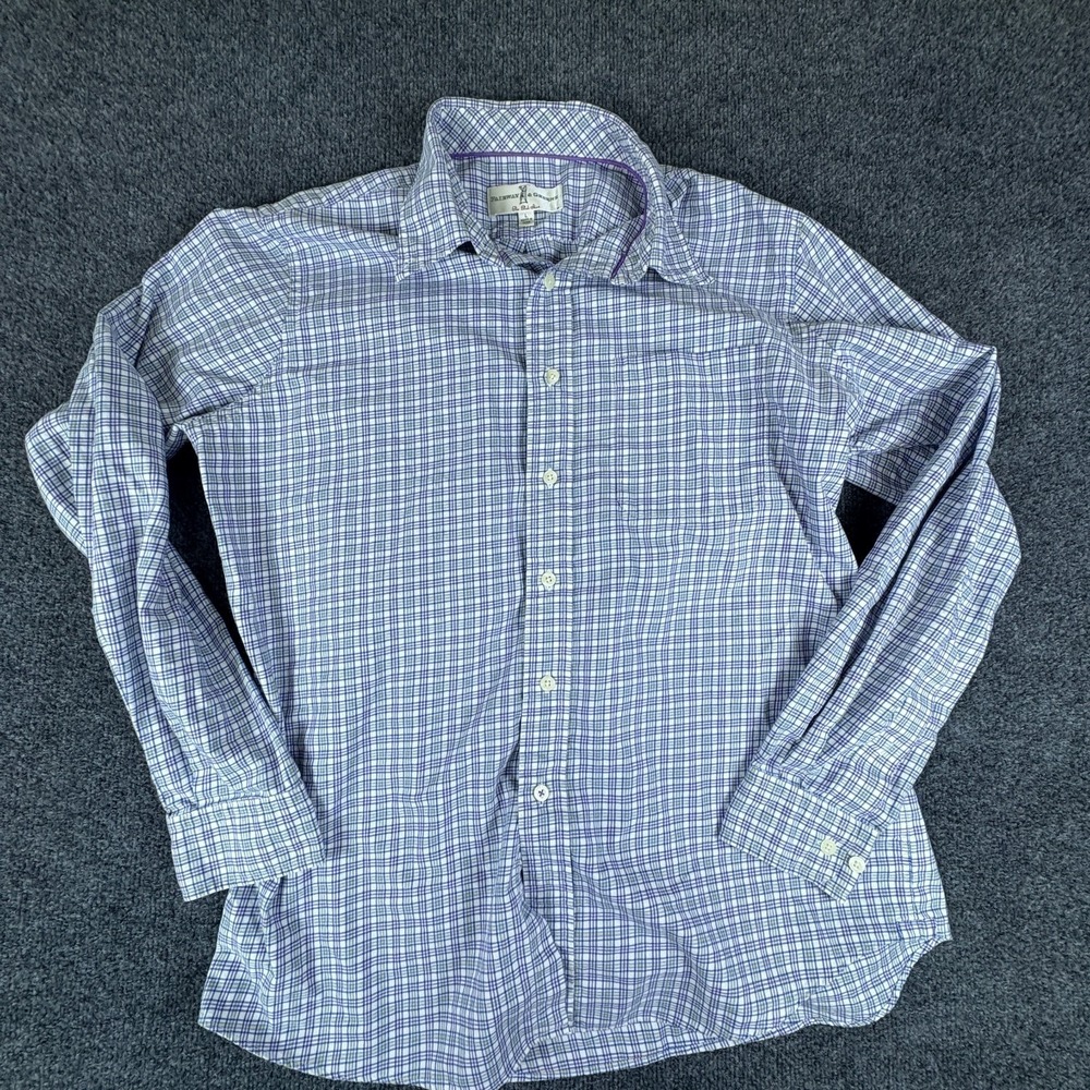 Fairway & Greene The Club Shirt Mens White Plaid Cotton Button Up Casual Golf
